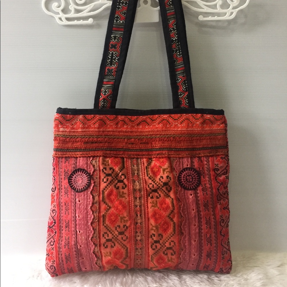 Colorful unique handmade bag with keychain